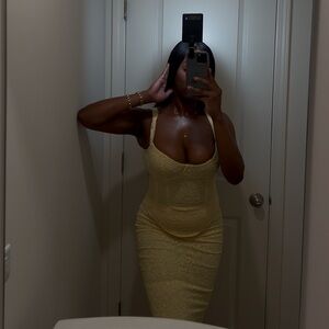 Yellow Lace Bodycon Dress